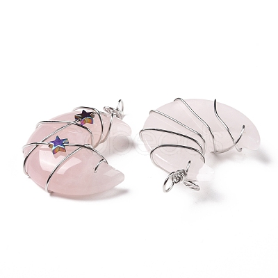 Natural Rose Quartz Pendants G-B023-01P-03-1