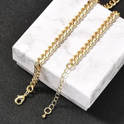 Brass Cuban Link Chain Necklaces for Women NJEW-U022-01G-1