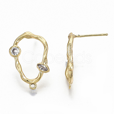 Brass Micro Pave Clear Cubic Zirconia Stud Earring Findings LS-KK-T062-48G-NF-1