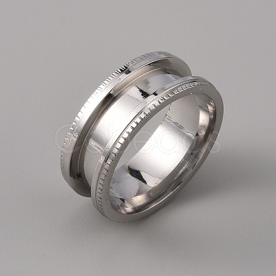 201 Stainless Steel Grooved Finger Ring Settings STAS-WH0027-26C-P-1