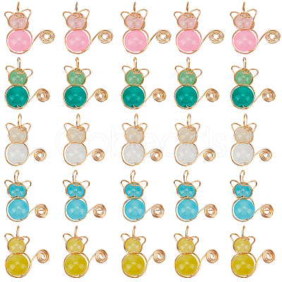 40Pcs 5 Colors Imitation Jade Glass Beads Pendants FIND-SC0009-72-1