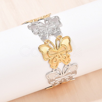304 Stainless Steel Cuff Bangles for Women BJEW-G757-10GP-1