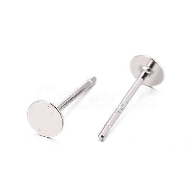 Anti-Tarnish Rhodium Plated 925 Sterling Silver Earrings Findings STER-P032-15-4mm-1