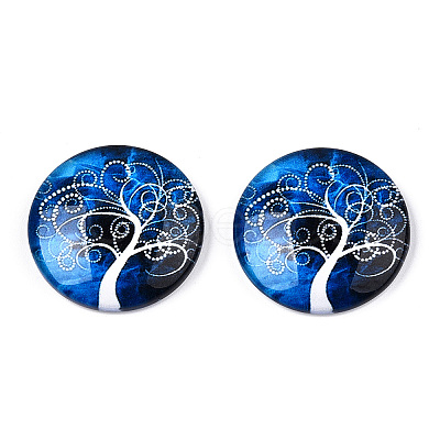 Half Round/Dome Tree Pattern Glass Flatback Cabochons for DIY Projects GGLA-Q037-25mm-M28-10-1