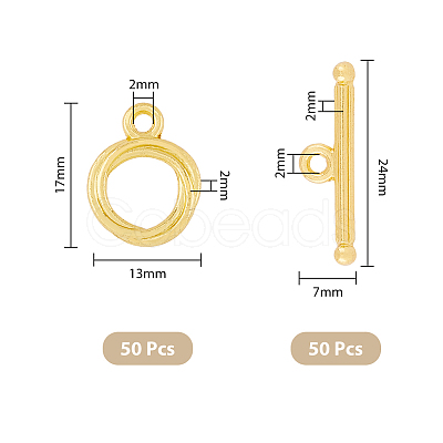 50 Sets Alloy Ring Toggle Clasps FIND-DC0002-77-1