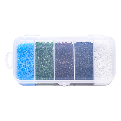 6000Pcs 5 Colors Frosted Opaque Glass Seed Beads SEED-YW0001-17-1
