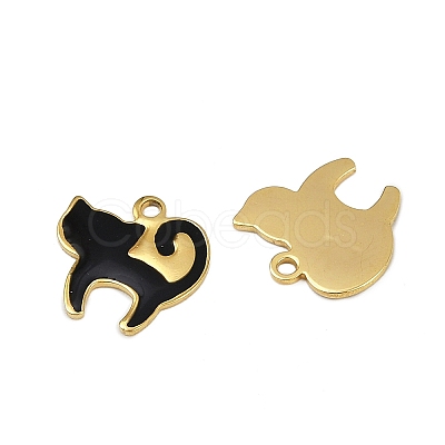 304 Stainless Steel Enamel Charms STAS-L290-37B-G-1
