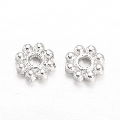 Alloy Daisy Spacer Beads TIBEB-S039-064S-RS-1
