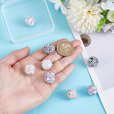 8Pcs 4 Colors Polymer Clay Rhinestone Beads RGLA-UN0001-01-1