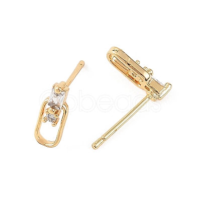 SHEGRACE Brass Micro Pave Cubic Zirconia Stud Earrings XGRQ4N622-727G-1