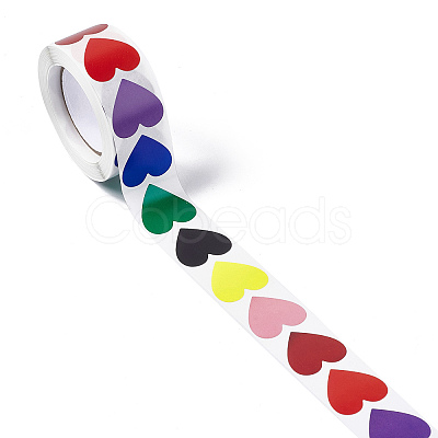 8 Colors Paper Heart Sticker Rolls LS-STIC-E001-06-1