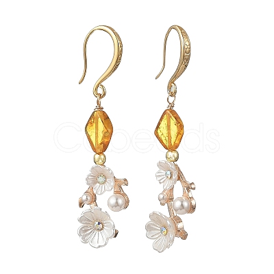 Alloy & Resin & Acrylic Pearl Dangle Earrings EJEW-JE07366-1