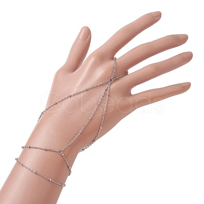 304 Stainless Steel Ring Bracelets BJEW-JB11486-02-1