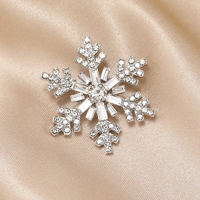 Christmas Snowflake Alloy Rhinestones Brooches JEWB-S022-06B-1