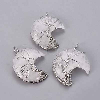 Natural Quartz Crystal Tree of Life Wire Wrapped Pendants G-L520-E06-P-1