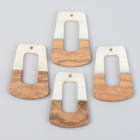 Opaque Resin & Walnut Wood Pendants RESI-S389-034A-C04-1
