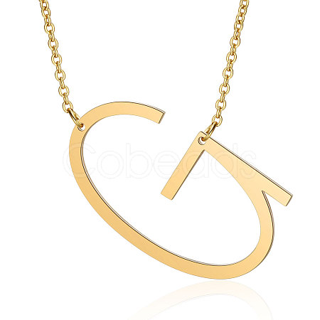 201 Stainless Steel Initial Pendants Necklaces NJEW-S069-JN004D-G-1