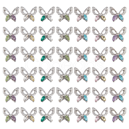 42Pcs 7 Colors Alloy Glass Cabochons MRMJ-SC0001-18-1
