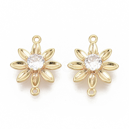 Brass Cubic Zirconia Links connectors KK-T050-25G-NF-1