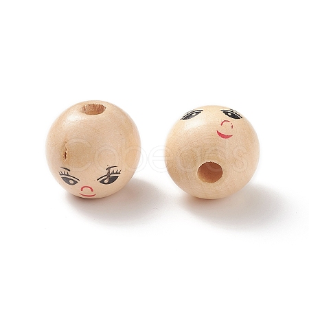 (Defective Closeout Sale: Printed Crooked and Crack) Printed Natural Wood European Beads WOOD-XCP0001-70-1