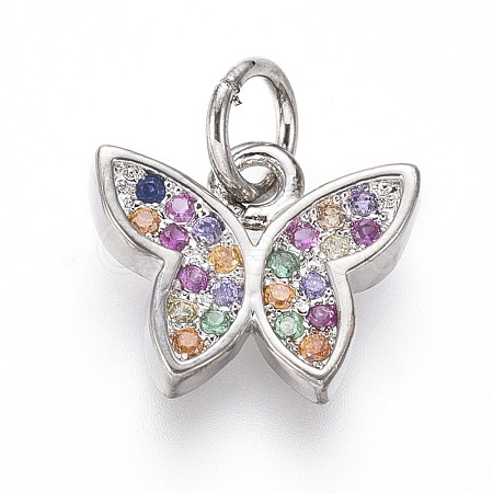 Brass Micro Pave Cubic Zirconia Charms ZIRC-I032-59P-1