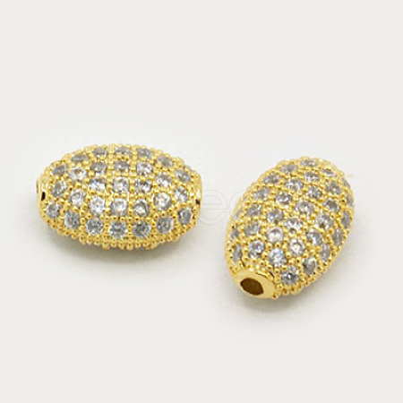 Brass Micro Pave Cubic Zirconia Beads ZIRC-F001-54G-1