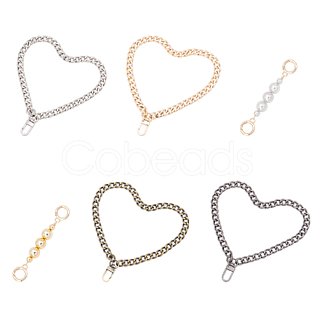 2 Styles ABS Plastic Imitation Pearl Beads & Iron Curb Link Bag Chain Straps FIND-CA0002-65-1