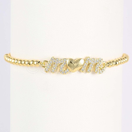 Mother's Day Brass Micro Pave Clear Cubic Zirconia Link Bracelets WG036C8-05-1