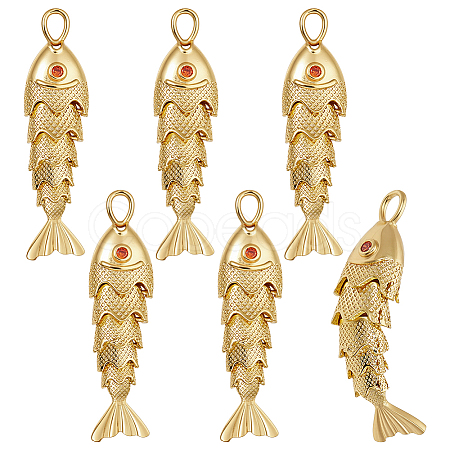 6Pcs Brass Pendants KK-BC00015-48B-1