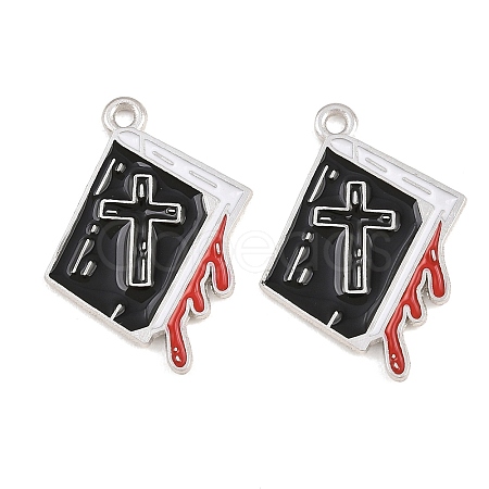 Alloy with Black Enamel Pendants AL-CBA2919-02P-12-1