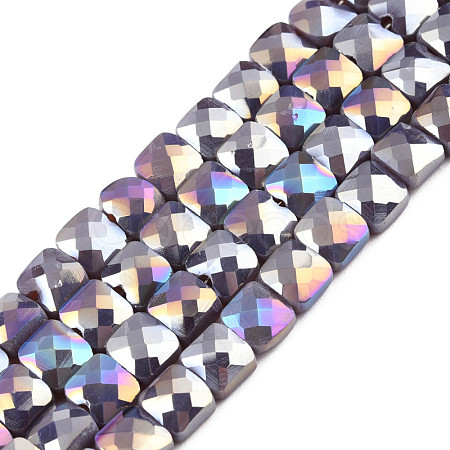 Electroplate Opaque Solid Color Glass Beads Strands EGLA-N002-43-08-1