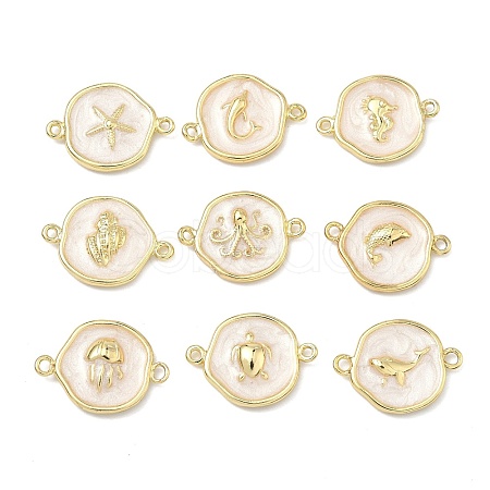 Ocean Brass Enamel Links Connector Charms KK-K417-07G-02-1