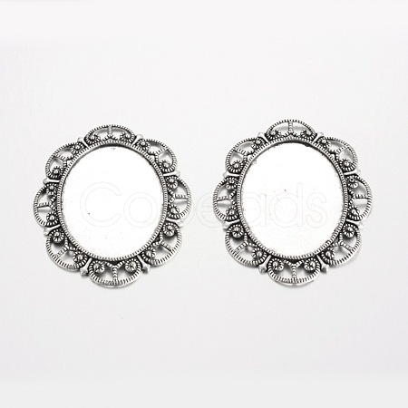Oval Tibetan Style Alloy Cabochon Settings PALLOY-K109-78AS-RS-1