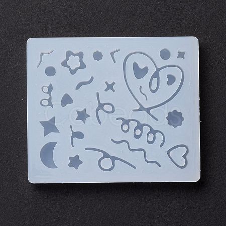 Line & Flat Round & Heart & Star & Flower & Moon Filling Silicone Molds X-DIY-M029-08-1