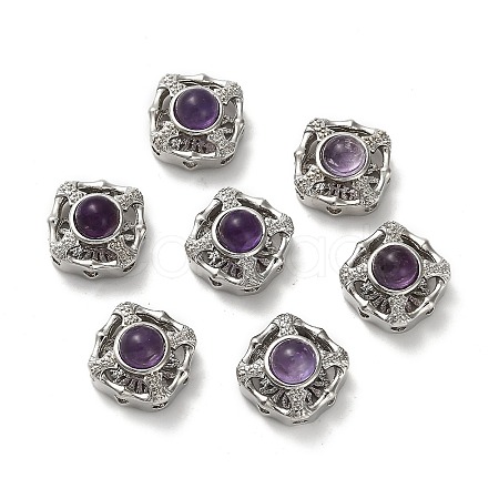 Brass Pave Natural Amethyst Multi-Strand Links KK-D366-01P-J-1