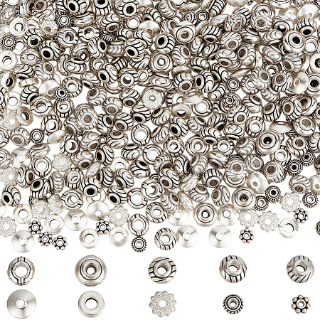500Pcs 10 Styles Tibetan Style Alloy Beads FIND-PA0001-36-1