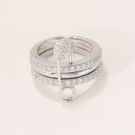 Brass Micro Pave Cubic Zirconia Finger Rings FA7520-6-1