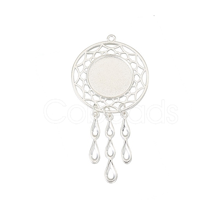 Hollow Alloy Pendants Cabochons Settings PALLOY-TAC0127-03S-1
