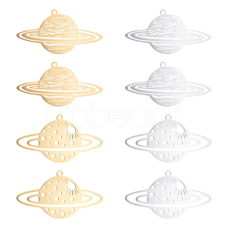 8Pcs 4 Style 201 Stainless Steel Pendants STAS-UN0033-95-1