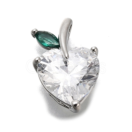 Brass Pave Clear Cubic Zirconia Charms KK-Q048-21P-1