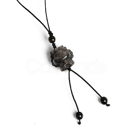 Natural Silver Obsidian Pendant for Mobile Phone Strap PW-WG59344-08-1