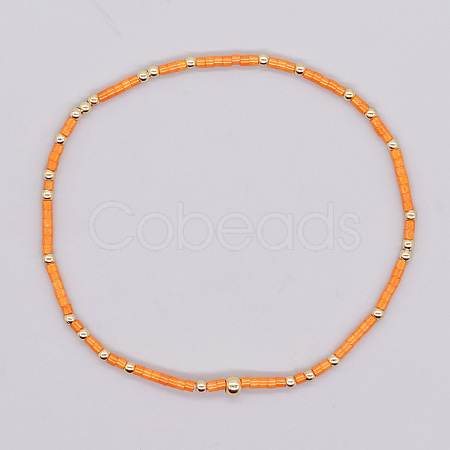 Bohemian Style Rainbow Glass & Brass Beaded Handmade Fashion Women's Bracelet QD2599-4-1