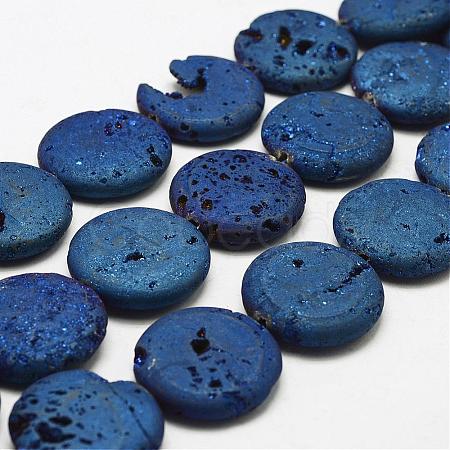 Electroplated Natural Druzy Geode Crystal Beads Strands G-N0251-30mm-04-1