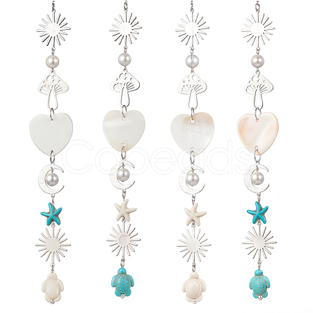 4Pcs Synthetic Turquoise Starfish Turtle Beads Hanging Suncatchers HJEW-CN0001-39-1