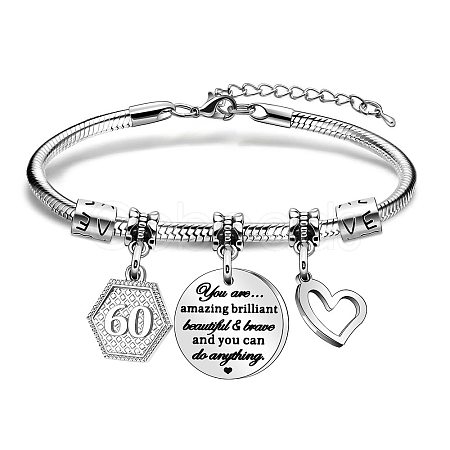 Birthday 201 Stainless Steel Charm Bracelets FS-WGBAA71-09-1