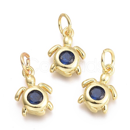 Brass Micro Pave Cubic Zirconia Pendants KK-P187-12G-G-1