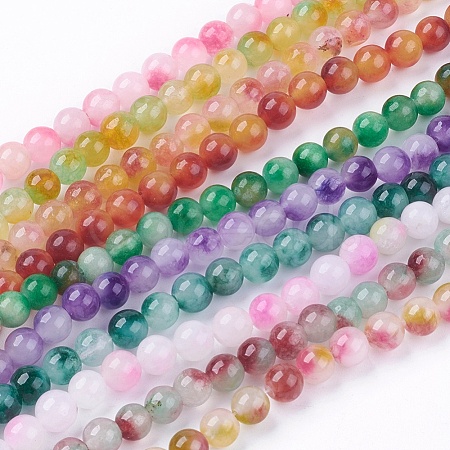 Two Tone Natural White Jade Bead Strands G-R165-6mm-M1-1