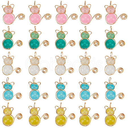 40Pcs 5 Colors Imitation Jade Glass Beads Pendants FIND-SC0009-72-1