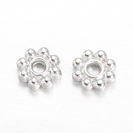 Alloy Daisy Spacer Beads TIBEB-S039-064S-RS-1