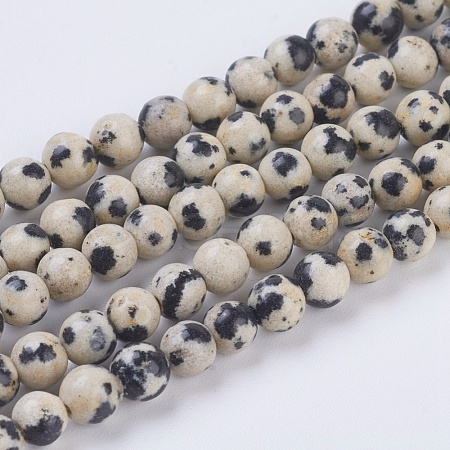 Natural Dalmation Jasper Beads Strands X-G-G515-4mm-06-1